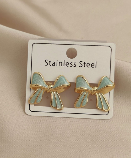 Enamel Bow Earrings