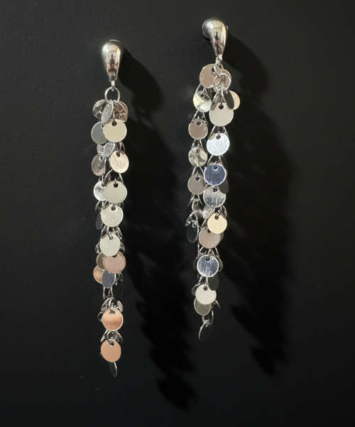 Silver Sequin Tassel Earrings