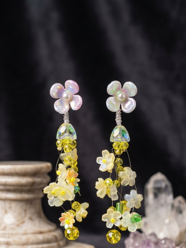 Floral tassel earrings