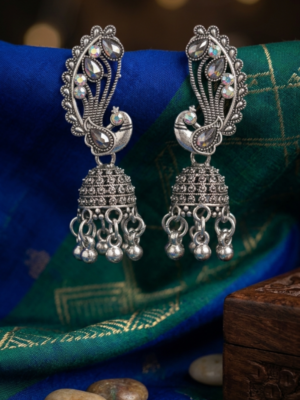 Peacock Sliver Jhumka
